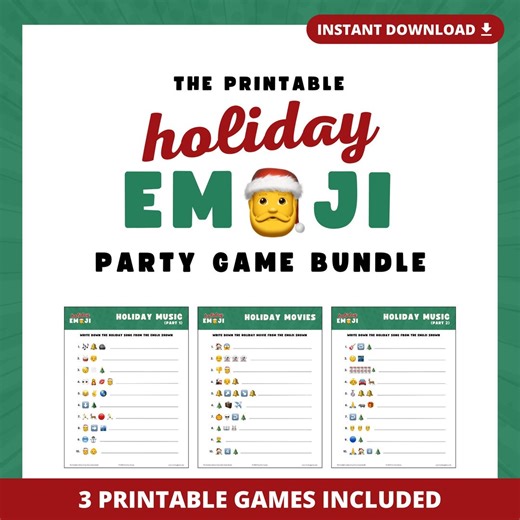 HOLIDAY EMOJI Party Game Bundle | 3 Printable Games | Instant Download | Christmas Games - Etsy