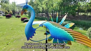 hogardeck Wind Spinner Outdoor, 60" Metal Peacock Wind Spinner with Heavy-Duty Stakes, Multi-Color 360° Rotating Wind Sculpture Kinetic Yard Art for Home Outside Garden Lawn Backyard Patio Decor
