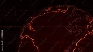 Technology map of planet earth rotating in virtual space. loop