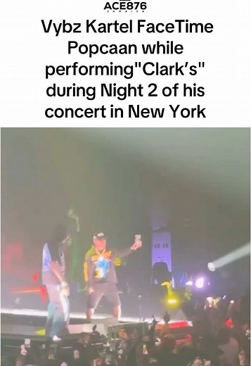 Vybz Kartel FaceTime Popcaan while performing
