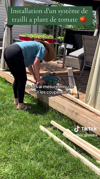 J’ai vu un système ingénieux pour installer sur les bacs a jardin pour servir de trailli aux plants de tomates. Je te montre comment l’installer 🫶🏻 #tomates #jardins #bacs #jardinage #légumes #hack #outils #diy