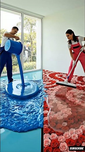 THIS DOUBLE FLOOR IS SO IMPRESSING 😱💙💗 Epoxy luxury floor #epoxy #epoxyfloor #epoxyfloor