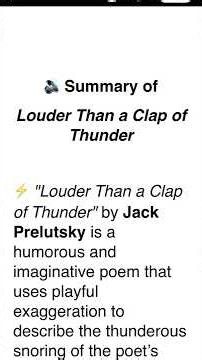 Louder Than a Clap of Thunder Summary