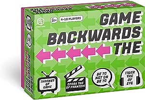 The Backwards Game - Silly Reverse Challenges and Word Play Fun! Cooperative Party Game, Family Game for Kids & Adults, Ages 12+, 4-10 Players, 30-60 Minute Playtime, Made by Format Games