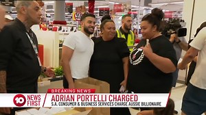 Aussie "billionaire" Adrian Portelli has been charged over the conduct of his online lottery business, LMCT . Just this week, Portelli dished out thousands of dollars in Coles vouchers, to families in western Sydney. South Australia's Consumer and Business Services launched an investigation into the business in September last year. | 10 News Perth