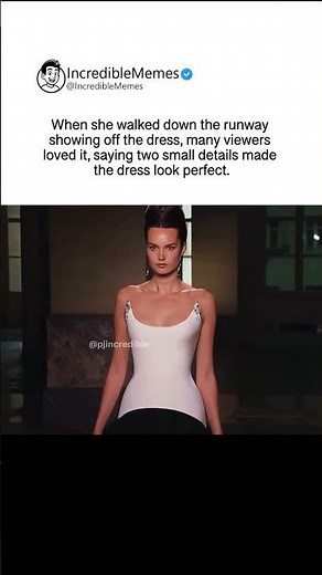 She walks the runway and viewers say two small details make the dress perfect #fashion
