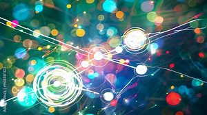 abstract representation of communication signals with bright colors and lights