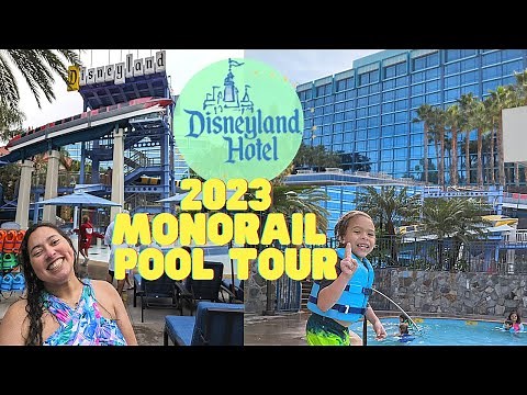 Disneyland Hotel 2023 Pool Tour - Monorail Water Slides, Full Pool Bar Menu and More! #disneyland