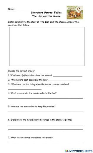 Literature Genres: Fables worksheet
