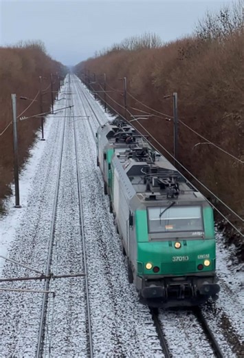 BB 37010 & BB 37*** 🤷🏻‍♂️ en UM en livrée fret mais appartenant à lineas Merci au mécano pour le sifflet 😎 📅Janvier 2026 #pourtoi #37k #trainspotting #train #france