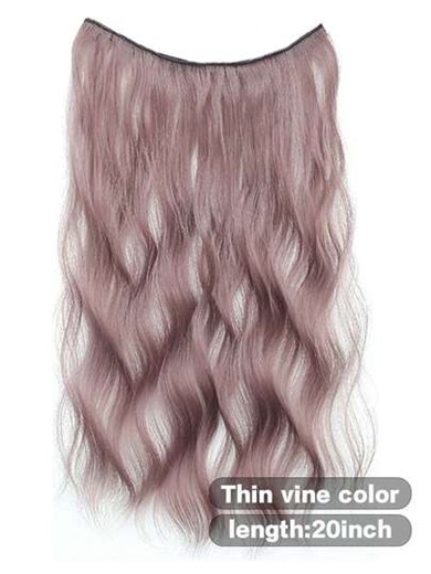 20 Inch Ombre Synthetic Hair Topper, Fluffy Wavy Clip-In Invisible Highlight Hair Piece (Red And Gray) | SHEIN