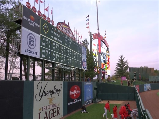 Working the Springfield Cardinals manual scoreboard