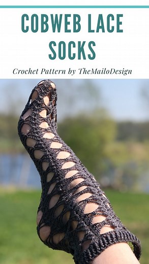 Comment - what is on your hook today? 🧐 Crochet Pattern - Cobweb Lace Socks, pattern link in my bio @themailodesign #crochetsocks #crochetlace #crochettutorial #crochetpattern | TheMailoDesign