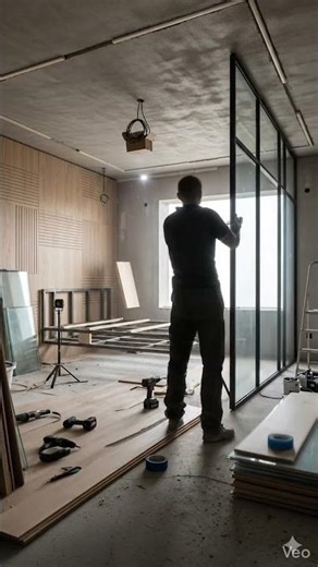 Modern Bedroom- Minimalist Glass and Wood Elegance