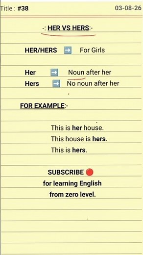 Her vs Hers | Difference | Uses | For Beginners | #englishforbeginner #easyenglisheveryday #grammar