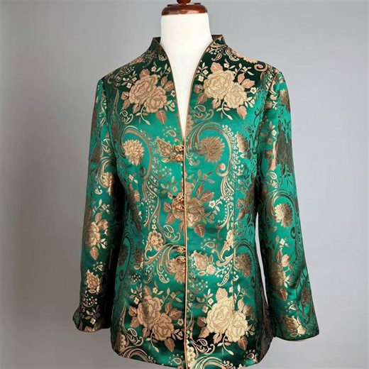 Women's Jacket With Frog Knot Closures, Floral Peony Pattern, Formal Event Wear - Etsy Australia