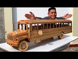 Wood Carving - Classic School Bus (Assembly Process) - Woodworking Art