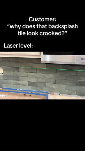Laser Level Shows Perfectly Straight Backsplash
