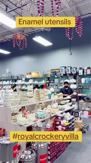 Enamel utensils (Bowl,casserole,cooking pot & tea kettle)working on gas and induction #royalcrockeryvilla #brampton #warehousesales #usa🇺🇸 #canada🇨🇦