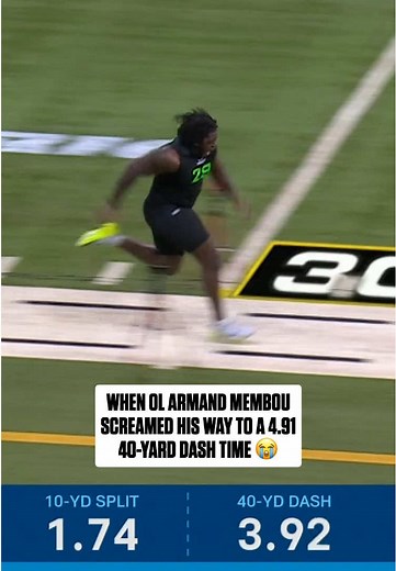 Armand Membou's Explosive 40-Yard Dash at NFL Combine