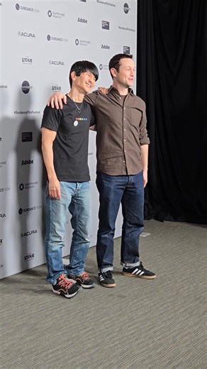 Joseph Gordon-Levitt and director Gregg Araki pose together at the Sundance Film Festival legacy screening of their movie "Mysterious Skin." #sundancefilmfestival #Sundance2026 #Sundance | On The Red Carpet