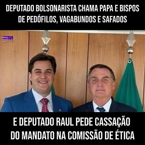 405K views · 7.3K reactions | Acabei de entrar com representação na Comissão de Ética da Assembleia Legislativa de SP pedindo a cassação do mandato do deputado estadual Frederico D’Avila (PSL-SP) por chamar o Papa Francisco, o arcebispo de Aparecida Dom Orlando Brandes e a Conferência Nacional dos Bispos do Brasil (CNBB) de "vagabundos", "pedófilos" e "safados". Entenda mais no vídeo! Saiba mais: bit.ly/2YX8osh | Raul Marcelo | Facebook