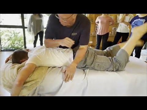 Raynor Massage. Using elbows to massage back muscles & other deep tissue massage techniques. Part 3