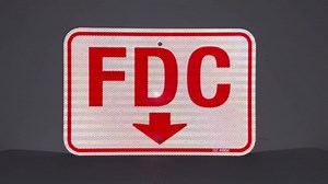 T&R (2 Pack) Large FDC Sign Fire Department Connection Sign with Down Arrow, 18" x 12" Engineer Grade Reflective Sheeting, Rust Free Aluminum, Weather Resistant, Waterproof, Fade Resistant, 2 Pre-drilled Holes(White)