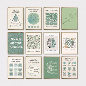 14 Mental Health Posters for Counselor Office, Mental Health Prints for Therapy Office Decor, Psychology Wall Art Prints Green - Etsy