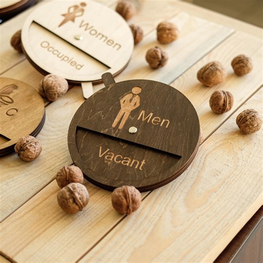 Occupied Toilet Door Sign, Mens WC Sign, Toilet Gender Sign, Vacant Bathroom Sign, Toilet Plate, Water Closet Sign, Wood Toilet Plaque - Etsy Canada