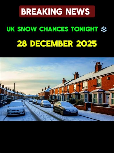 UK Snow Chances Tonight ❄️ | 28 December 2025 #ukeather #Snow #news #WeatherUpdate Disclaimer ⤵️ This video is based on publicly available information. For real-time and official UK weather updates, please follow the Met Office.
