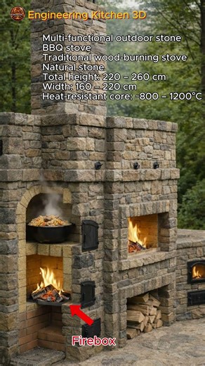 Engineering Kitchen 3D - Multi-functional outdoor stone BBQ stove