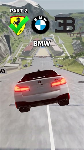 Supercar Brake Test Bugatti Chiron vs BMW M5 F90 vs Ferrari #beamng #beamngdrive