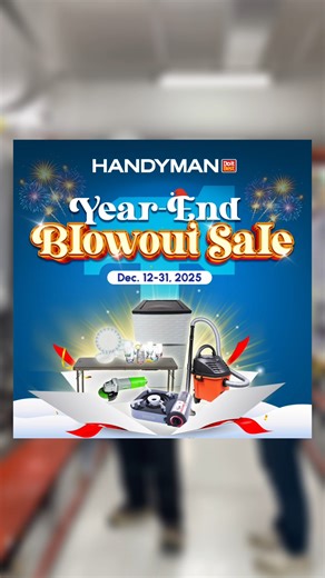 Going back to Handyman...just to get that Year-end Blowout Sale!👀🔥 Handyman’s Year-End Blowout Sale has officially begun! Enjoy massive discounts of up to 70% OFF on select items. 🔧✨ available at ALL Handyman stores from December 12-31, 2025. Visit us today: 📍 handyman.com.ph/store-locator improve this | Handyman