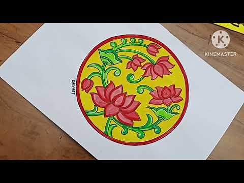 Alekhan || How to Draw Lotus alekhan drawing in circle