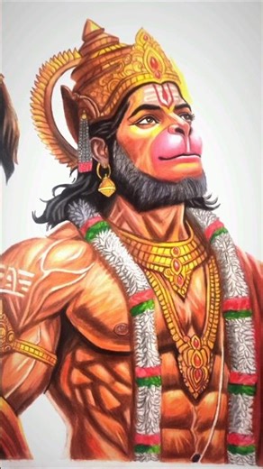 Powerful Hanuman Ji Drawing ✏️ | Realistic Bajrangbali Art | Jai Shree Ram 🚩#shorts #drawing #art