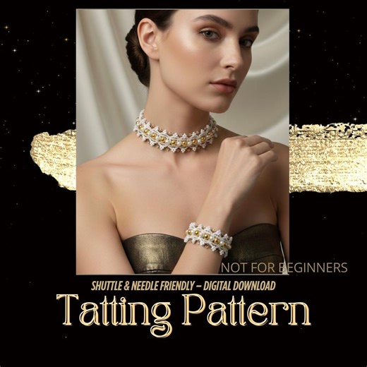 Tatting Lace Jewelry Set Pattern: Choker, Cuff, Earrings (shuttle & Needle PDF) – NOT for Beginners - Etsy