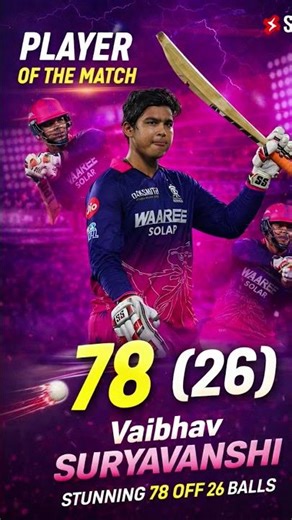 Vaibhav Suryavanshi 78 (26) 🔥 | Player of the Match 💥 | Unreal Knock 😱 #IPL