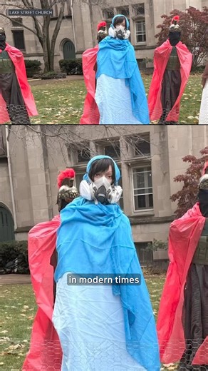 The Virgin Mary wearing a gas mask. The baby Jesus restrained with zip ties. Joseph knocked over on the ground. It is not a typical Nativity display, but one scene in Evanston is attracting attention. That's where Lake Street Church has erected a challenging creche as a way to get people thinking about their neighbors. #evanston #illinois #chicago #ice #nativity | NBC Chicago