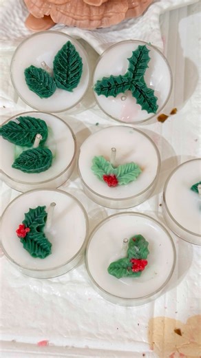 Handmade Christmas Tea Light Candles 🎄 | Aesthetic Candle Making Process #shortsvideo #cristmas