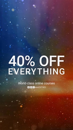 Aha moments and inspiration await you this October, with 40% off all world-class online courses and subscriptions. Over six thousand 5-star reviews can’t be wrong. Join BBC Maestro today and you can…  Learn from 45+ world-class experts  Build skills for life, work and creativity  Download course notes and exercises  Go at your own pace — no pressure  Watch or listen anytime with the app  Get inspired for your next big thing | BBC Maestro | Facebook