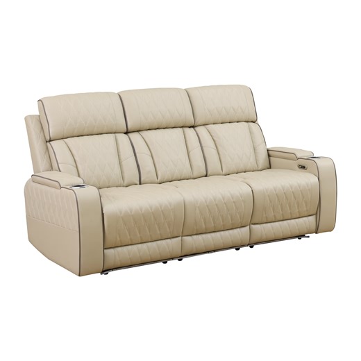 Recliner Sofa with LED Lights, Living Room Furniture Breathing Power Leather Sofas with Storage Console/Cup Holders