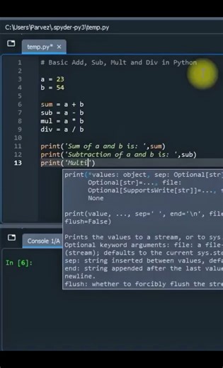 Arithmetic Operators in Python #coding