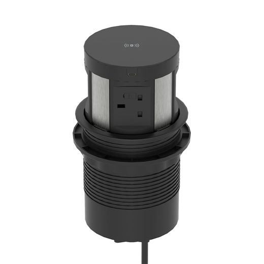 Volta Round Pop Up Power Unit 4x Socket Module with Wireless Charger