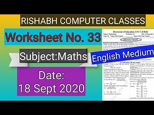 Class 9 Worksheet 33 English Medium l Subject Mathematics I 18 September 2020 I DOE Worksheet 33