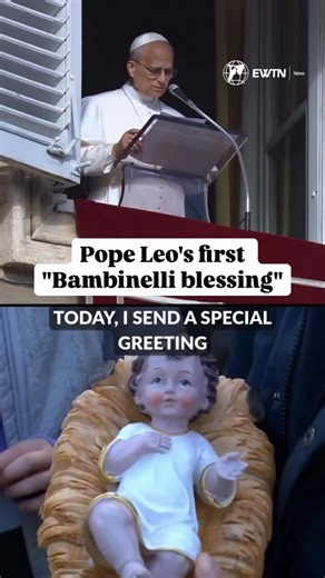 EWTN Vatican on Instagram: "The first “Bambinelli” blessing of Pope Leo XIV took place today during the Angelus in St. Peter’s Square. As is tradition during Advent, Pope Leo XIV blessed the statues of Baby Jesus for the children of Rome, inviting them to pray before the Nativity scene and to remember the Pope’s intentions. “Let us pray together that all the children of the world may live in peace.” #babyjesus #christmas #nativityscene #popeleoxiv"