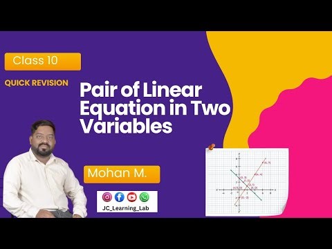 || Pair of Linear Equation in Two variable || SSLC || Quick revision || 2025-26 ||