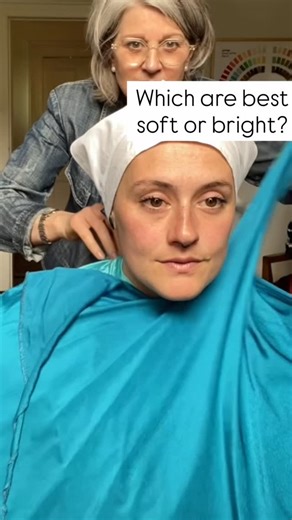 Styling Individuals - Kaye Ure on Instagram: "Colour Analysis - The Second Half 🎨 Following yesterday’s warm and cool challenge, it turns out Bella has a warm complexion. This was a tricky one. At first, I thought she was cool, which shows why careful comparison matters. Obviously you can see more in natural light than on video. Now, we move on to the next step and compare BRIGHT FRESH shades with SOFT RICH shades. ✨ Watch Bella’s face, not the drapes. Notice which shades harmonise with her col