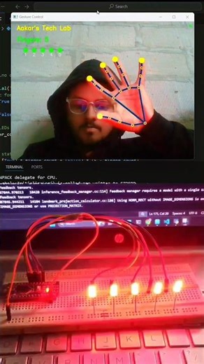 LED controlling by python & OpenCv #shorts