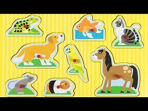 Learn Pet Animals with Melissa & Doug Pets Sound Puzzle - Frog Fish Cat Dog Bird Horse Mouse